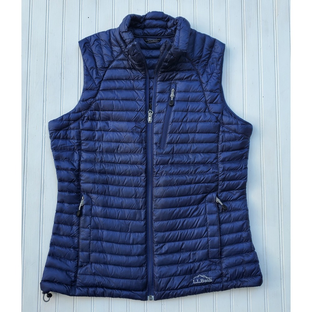 LL Bean Ultralight 850 Down Vest Navy Blue Puffer DownTek 295910 Large